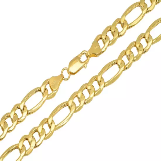 10k Yellow Gold 2mm-9.5mm Figaro Link Chain Necklace Bracelet 7"-30" Hollow