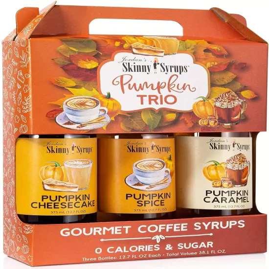 Jordans Sugar Free Skinny Syrups 3 Pack: Pumpkin Spice, Pumpkin Caramel, Pumpkin