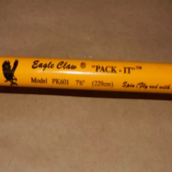 EAGLE CLAW "PACK IT" MODEL PK601 7' 6" / 2 PIECE SPIN / FLY ROD WITH GRAPHITE