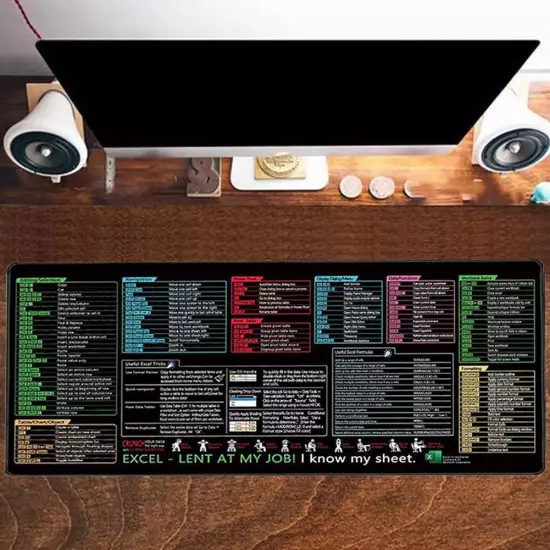 Excel Cheat Sheet Desk Mat, Excel Shortcuts Mouse Pad,Keyboard Shor