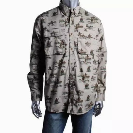 FIELD & STREAM KHAKI CAMOUFLAGE HUNT UV PROTECTION QUICK DRY SHIRT S NWT