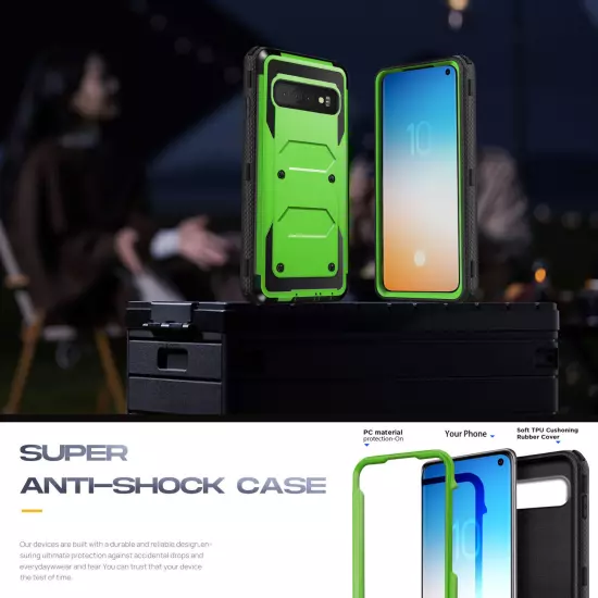 Green Case For Samsung Galaxy S10 5G/S10+/S10e Shockproof Cover / Tempered Glass