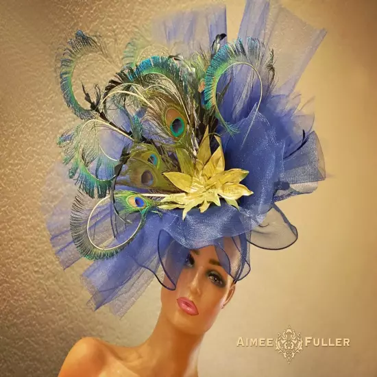 Aimee Fuller Kentucky Derby Fascinator Big Hat Rainbow Yellow Red Royal Ascot