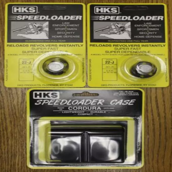 (2 PACK with Pouch) HKS 22-J Speedloaders [6-shot .22LR] + HKS Case