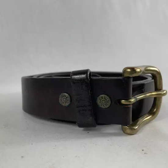 Levis Belt Mens 38/95 Brown Full Grain Leather Sold Brass Buckle 4688