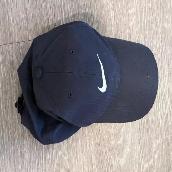 Nike DriFit lightweight Pinstripe Pattern Hat Baseball Cap Adjustable Strap Navy