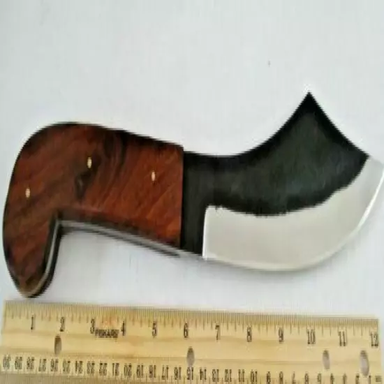 PRICE REDUCED 12.25" WOOD HANDLE SCIMITAR, CARBON STEEL FULL TANG LEATHER SHEATH