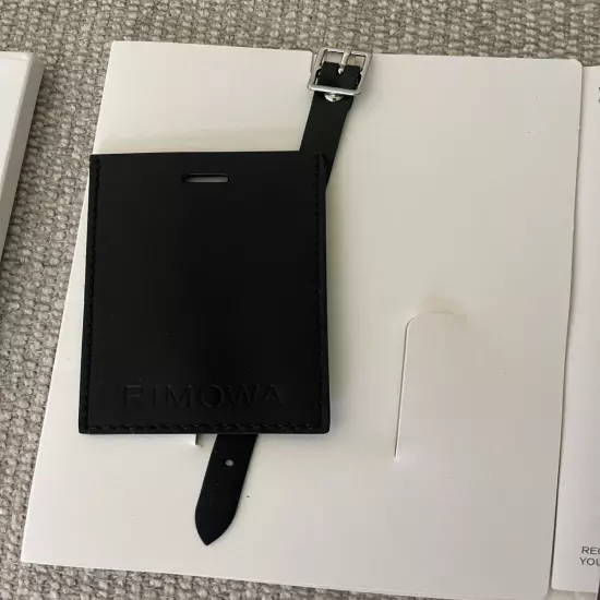 Rimowa Travel Luggage Tag & Sticker Set Name Card Black Leather - Brand New