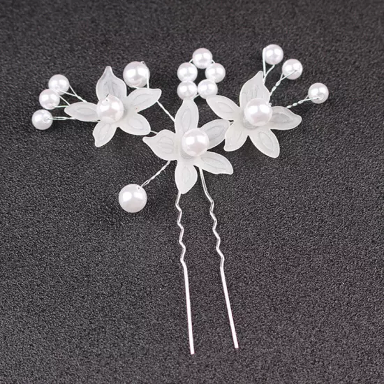 Pearl Flower Tiara, Frosted Hair Ornament, Handmade Jewelry, Pearl Hairpin