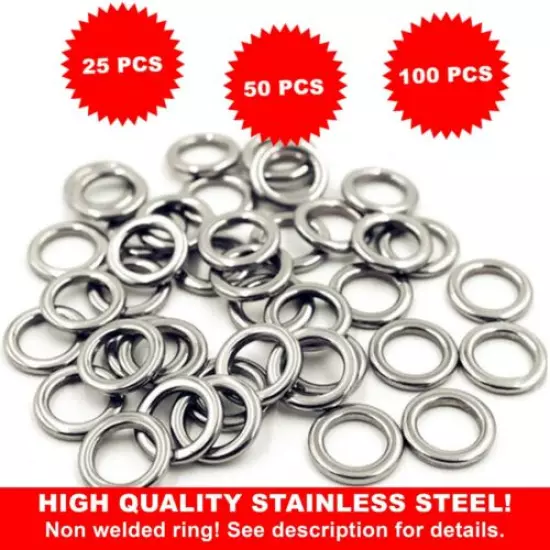 Stainless Steel Heavy Duty Fishing SOLID Rings Big Game Saltwater Extra Strong