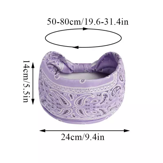 Women Boho Flower Print Wide Headband Vintage Knot Elastic Turban Headwrap *