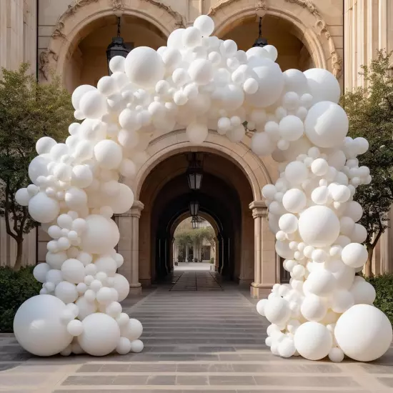 130PCS White Balloons Different Sizes 18" 12" 10" 5" Balloon Garland Arch Kit Pe