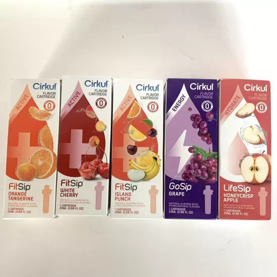 Lot of 5 Cirkul Flavor Cartridges Active Energy & Hydrate FitSip 0 Calories