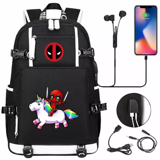 New Deadpool USB Backpack School Bags Men Teens Shoulder Outdoor Bags