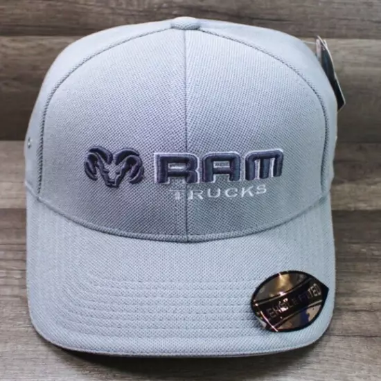 NWT-Ram Trucks Mike Terry Auto Gray A-Flex Fitted Hat Cap Unisex Adults M/L