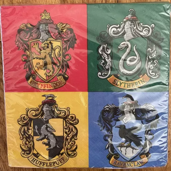 Unique Lot of 2x Pkgs Harry Potter Luncheon Napkins House Emblems 16 ct x2 New