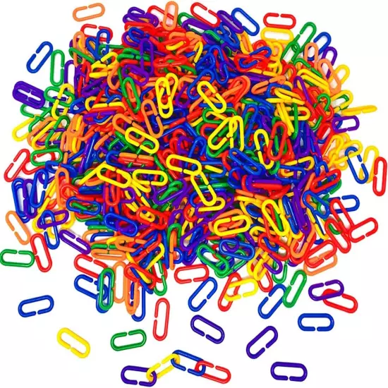 JIALEEY 600 Piece Plastic C-Clips Hooks Chain Links Rainbow C-Links Children's L