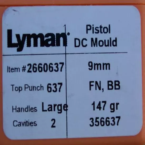 LYMAN/IDEAL 356637 9mm 147 GRAIN MOULD MOLD 2660637 NEW IN BOX