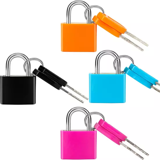 4 Pcs Suitcase Locks with Keys Multicolor Mini Keyed Padlock Metal Padlock Lugg