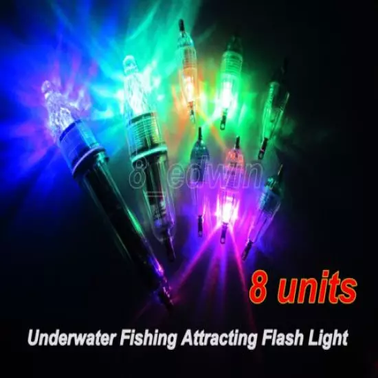 8 Pcs Underwater LED lights Fishing Attracting Light Deep Drop Lure Flashlight