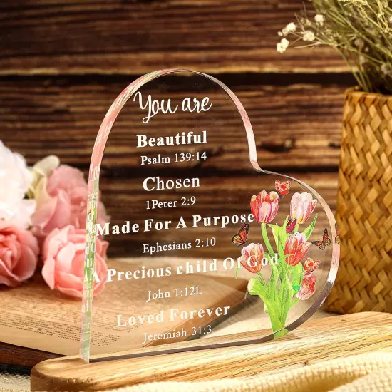 Acrylic Christian Gifts for Women Mom Inspirational Bible Verses Flowers Deco...