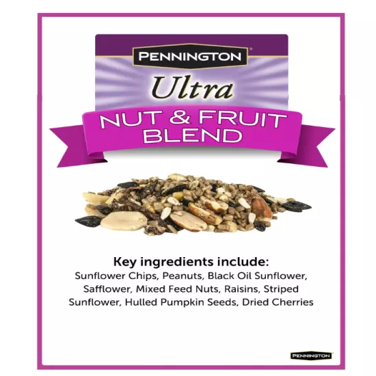 Pennington Ultra Fruit & Nut Blend, Dry Wild Bird Seed and Feed, 6 lb 1 Pack Bag