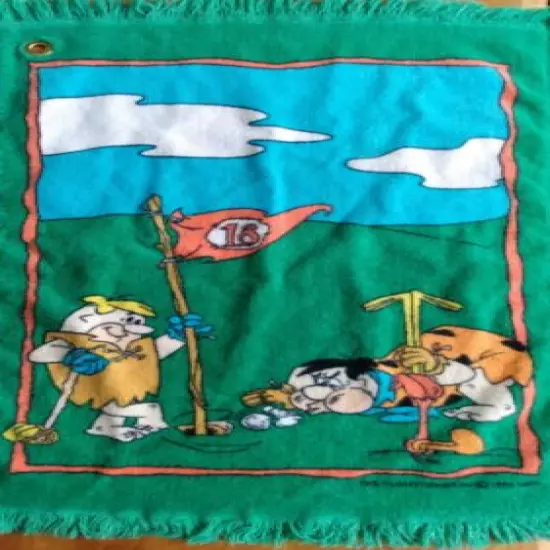 VTG 1994 Golf Bag Towel Fred Flintstone Barney Hilasal FLINT PUTT Preowned 