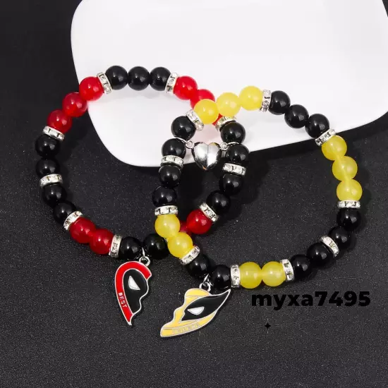 Cosplay Bracelet Deadpool 3 & Wolverine Beaded Heart Pendant Hand Chain Jewelry