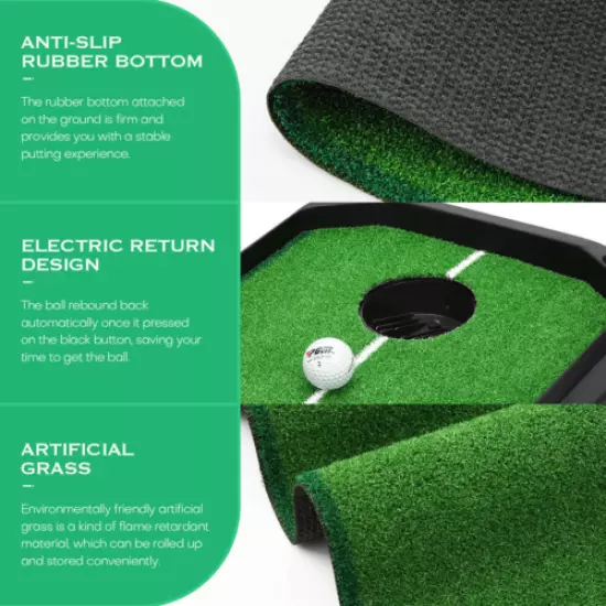 Golf Putting Green Golf Trainer Aid Practice Mat Training Auto Ball Return