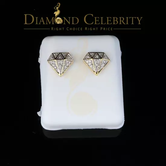 0.24ct Cubic Zirconia 925 Yellow Silver Women's & Men's Hip Hop Stud Earrings