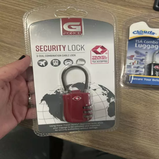 Cloudz TSA Combo Luggage Lock Bundle + GFORCE TSA approved Combination Lock Red