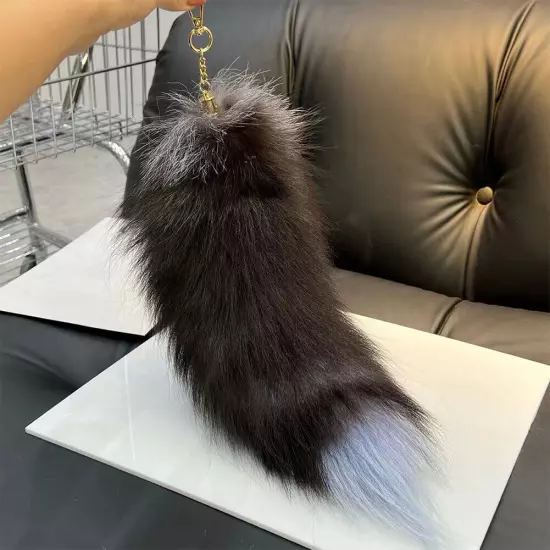 Huge Fluffy Faux Fur Fox-Tail Keychain Pompoms Bag Pendant Gift for Women Girl