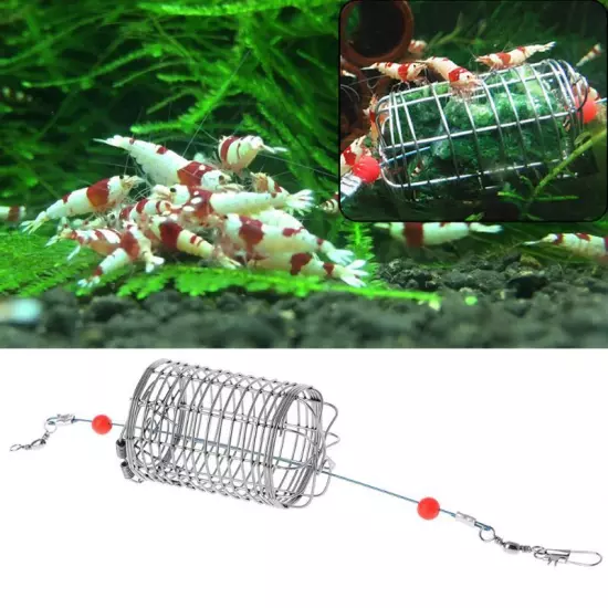 Fish Shrimp Feeder Stainless Steel Basket Shrimp Feeding Tool with Hook