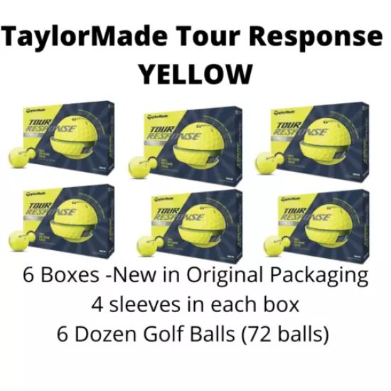 (72) 6 Dozen TaylorMade Tour Response golf balls Yellow *Brand NEW*