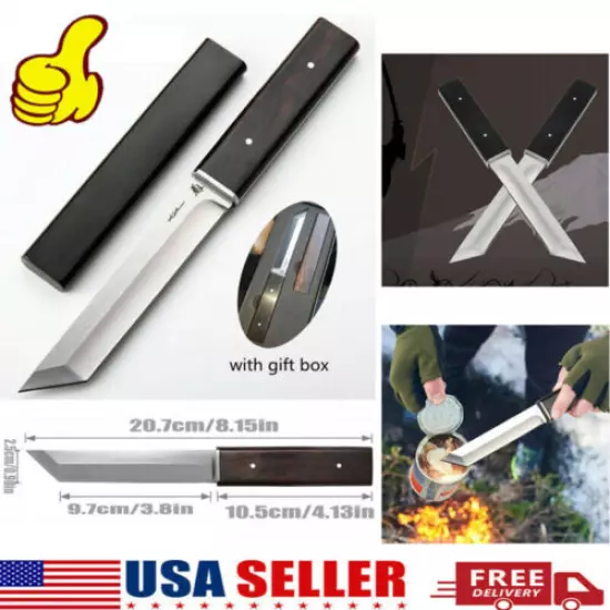 Handle Knife 8.5inch Full Tang Fixed Blade Tactical Survival Short Sword /Box