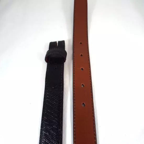 NWOT Pinto Ranch Handmade Glazed Black Genuine Lizard 1.25" Belt Strap Sz 38 USA