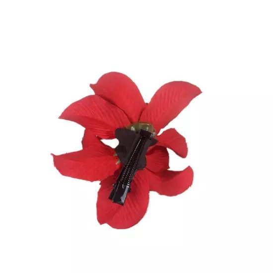 Orchid Flower Hair Clip Slide Grip Wedding Bridesmaid Prom Ball Vintage Pin 