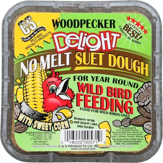 C&S Woodpecker Delight No Melt Suet Dough 11.75 0.98 Ounce (Pack of 12) 