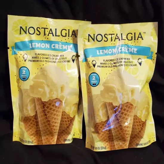 Nostalgia Lemon Creme Ice Cream Mix - Lot of 2 8oz Packs (Best by 1/2026)