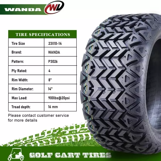 WANDA 23X10-14 Golf Cart ATV Tires 4 Ply 23x10x14 -Set 4 -14035