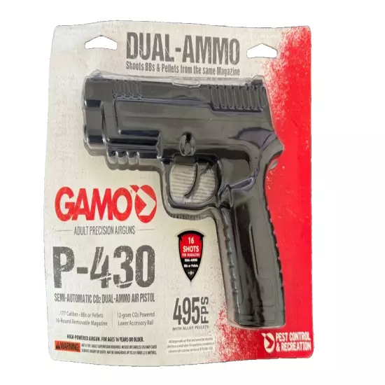 NEW - Gamo P-430 CO2 Dual Ammo Air Pistol .177 Caliber BB/Pellet 495 FPS