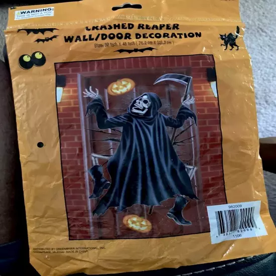 CRASHED GRIM REAPER 48" WALL / DOOR DECORATION * Halloween Prop * NEW