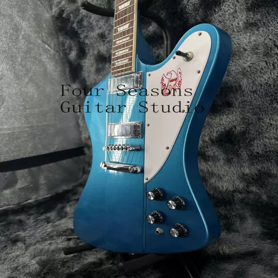 Custom Blue Firebird Solid Electric Guitar Chrome Hardware Rosewood Fretboard