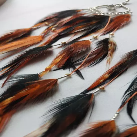 Long Boho Feather Earrings with Beaded Accents – Tribal Inspired Statement Jewel