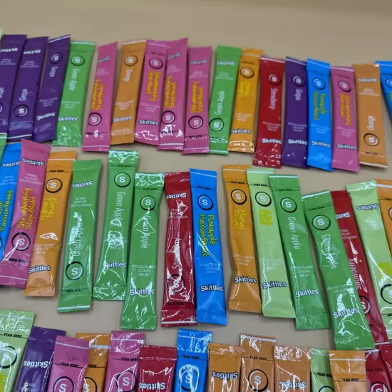 56 Skittles Drink Mix To Go! Singles Sachets 8 Different Flavors Tropical