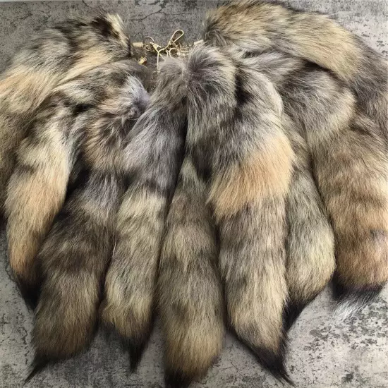 35cm/14" Real Bush Coyote Fur Tail Keychain Bag Pendant Tassels Cosplay Toys