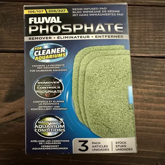 2 Boxes Fluval Phosphate Remover Pads 106/206, 107/207 (6 Total Pads) A260