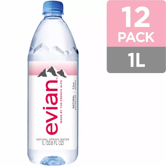 Evian Natural Spring Water, PH Balanced with Natural Electrolytes, 33.8Fl Oz./1