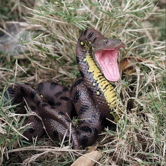 Kid Realistic Open Mouth Snake Toy Scary Big Python Prop Halloween Party Garden