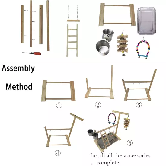 Hamiledyi Bird Playground Parrots Play Stand Wooden Parrot Perch Gym Playpen Par